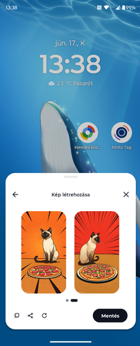 Főoldal, értesítések és Moto AI képgeneráció