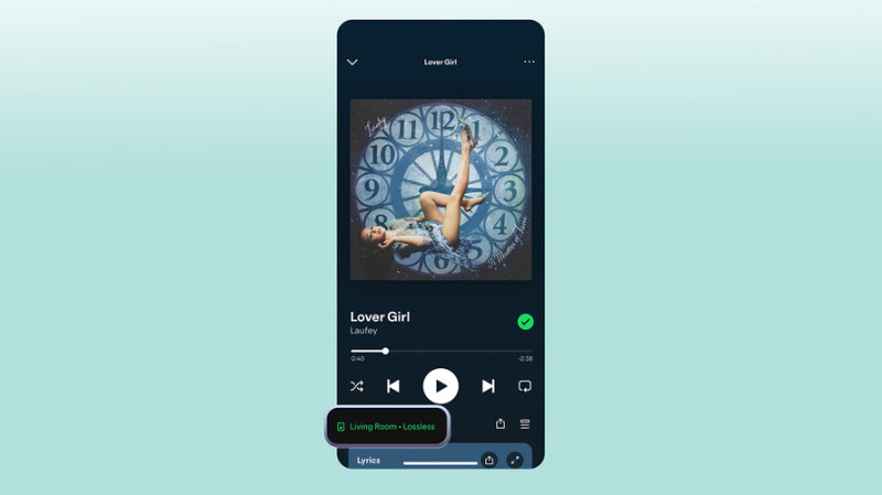 Alul megjelenik a lejátszóban a Lossless jelzése