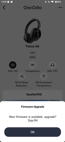 A OneOdio appon keresztül intézhetők a firmware-frissítések is