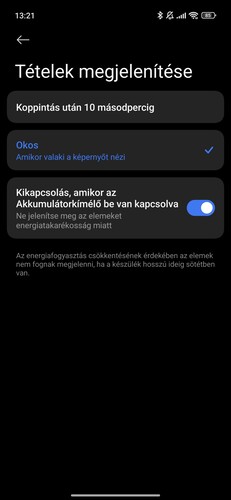 AoD beállítási opciók