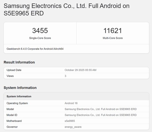 Feltételezhetően ezek egy Exynos 2600 prototípus eredményei és specifikációi a Geekbench adatbázisában