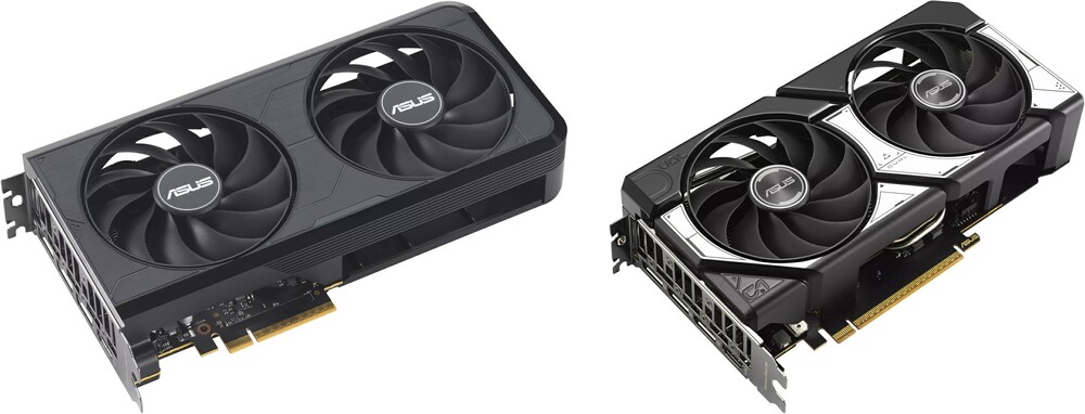 A burkolat sem ugyanaz: balra a Dual RTX 5060 EVO, jobbra meg a "mezei" Dual RTX 5060 vehető szemügyre