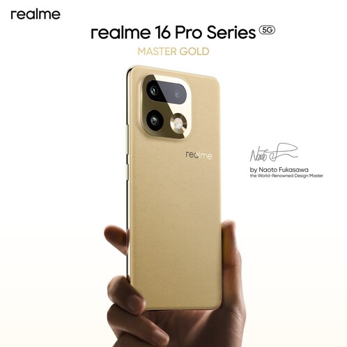 A fekete és arany színű változat a Realme 16 Pro sorozatból