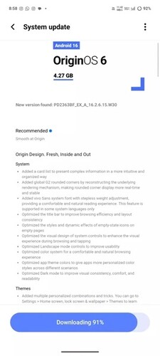 Az ázsiai régióban egyre több felhasználónál jelenik meg az OriginOS 6-os frissítés a V40-re