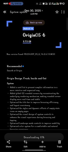 Az ázsiai régióban egyre több felhasználónál jelenik meg az OriginOS 6-os frissítés a V40-re