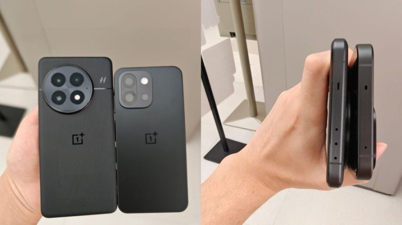 A OnePlus 13 (bal) és a OnePlus 13T közti méretkülönbség
