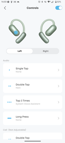 Az alkalmazásban az érintőfelület beállításai
