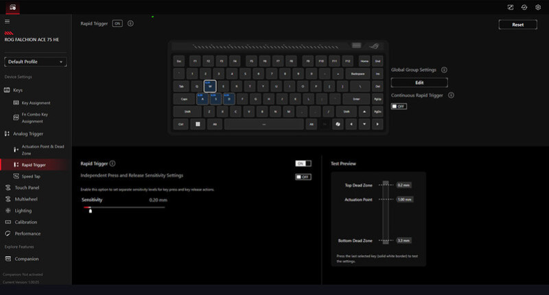 A webes ASUS Gear Link applikáció