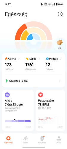A Mi Fitness négy fő menüje