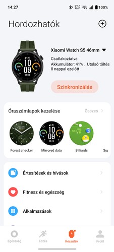 A Mi Fitness négy fő menüje