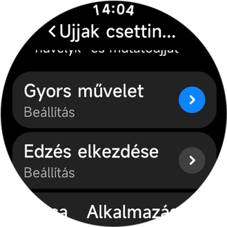 Kézmozdulatokra vonatkozó beállítások az órán