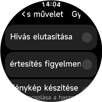 Kézmozdulatokra vonatkozó beállítások az órán