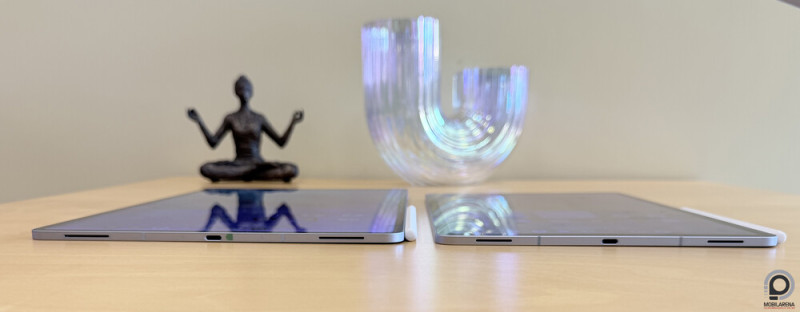 Mindkét tablet rendkívül vékony, de az Ultra a mérete miatt vékonyabbnak érződik kézben tartva