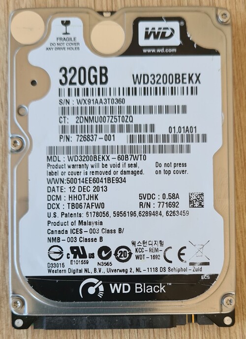 Wd scorpio sale black 320gb