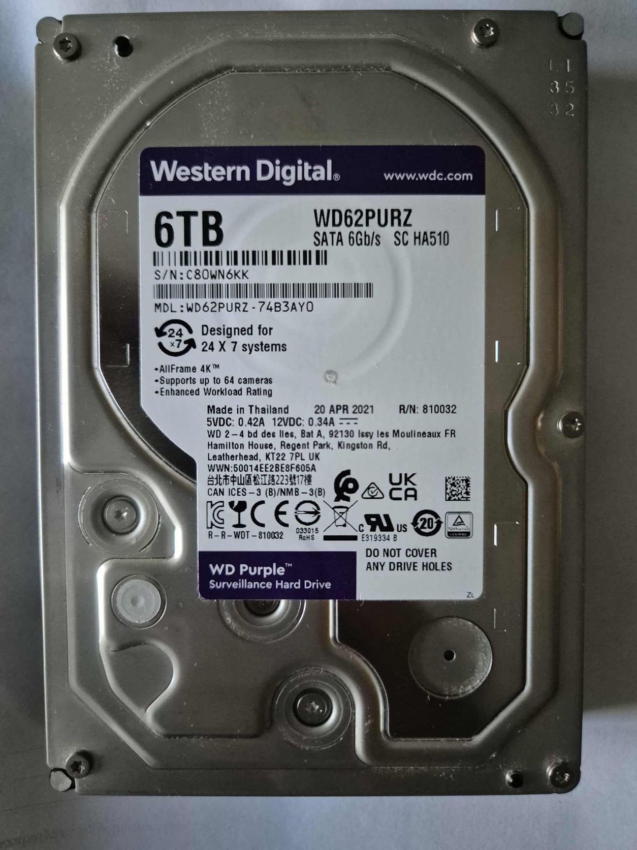 HDD WD 3.5 4TB 128MB SATA3 PURPLE - miniatura 3