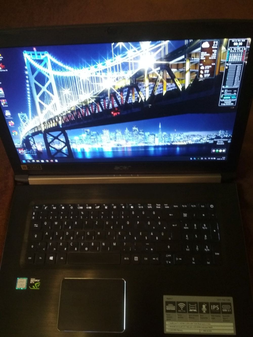 17 3 Acer Aspire 7 i7 8750H GTX 1050 8GB RAM 256GB SSD 1TB HDD HardverApro