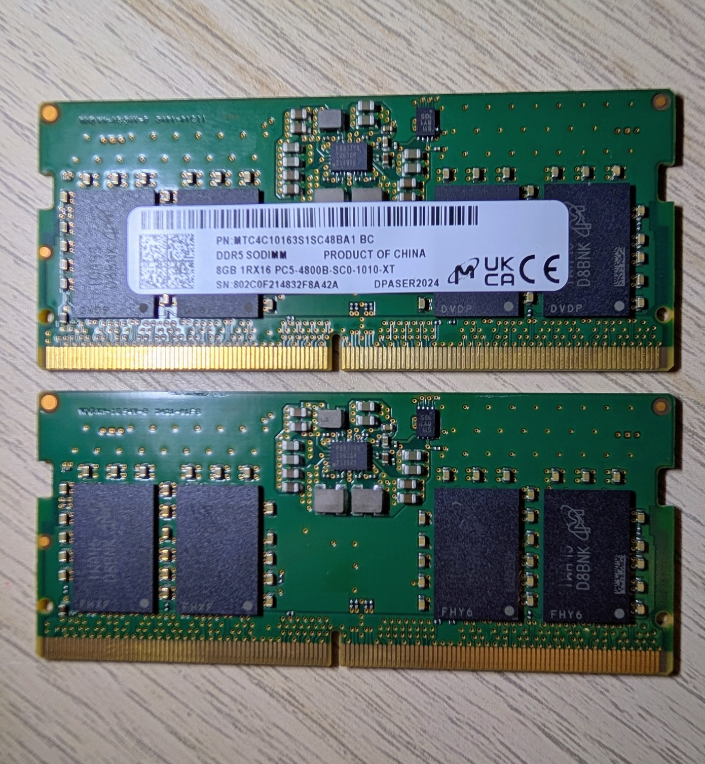 Mircron Ram Micron 16GB (2 8GB) DDR5 4800MHz SO-DIMM laptop RAM ASUS ROG gyári ...