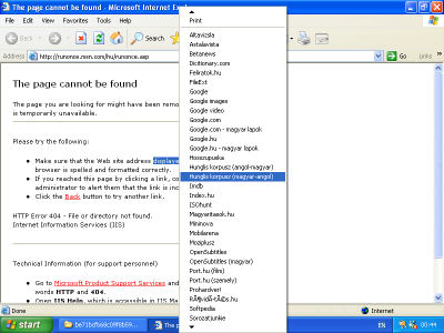 internet explorer 6 with extended context menu