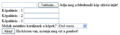 Kép feltöltése, stb.