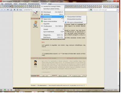 Opera 11 kiterjesztések menüpont