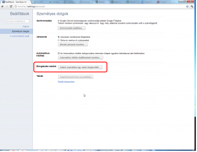 Csavarkulcs - Beállítások - Személyes dolgok - Adatok importálása egy másik böngészőből...