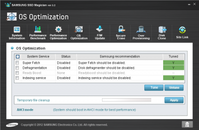 Samsung Magician - Samsung 830 SSD 128 GB - AFTER optimization
