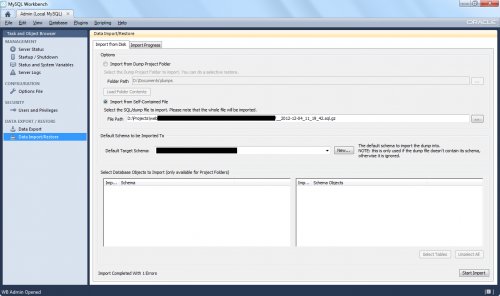 MySQL Workbench - Data Import