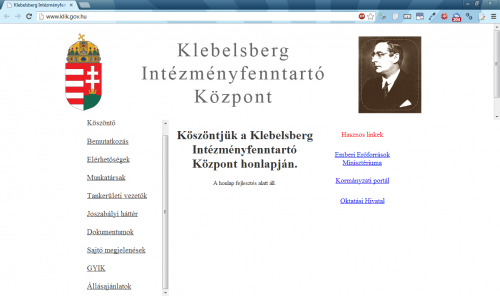 Klebelsberg Intézményfenntartó Központ szánalmas honlapja