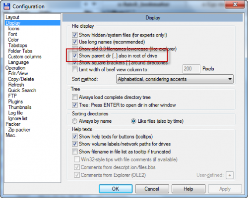 Total Commander - Show parent dir also in root of drive