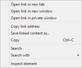 Opera Developer 17 - right click on selected link