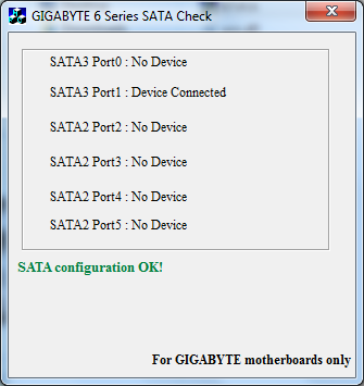Lenovo Y570 - Gigabyte 6 Series SATA Check (1 device on SATA3 port)