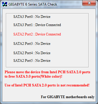 Lenovo Y570 - Gigabyte 6 Series SATA Check (1 device on SATA3 port, 1 device on SATA2 port)