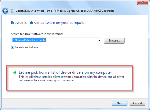 devmgmt.msc - Let me pick from a list of device drivers on my computer (Választás a számítógépen található illesztőprogram-listából)