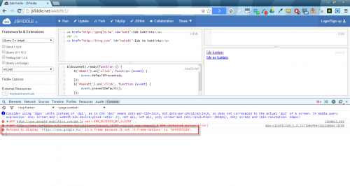 Refused to display 'https://www.google.hu/' in a frame because it set 'X-Frame-Options' to 'SAMEORIGIN'.