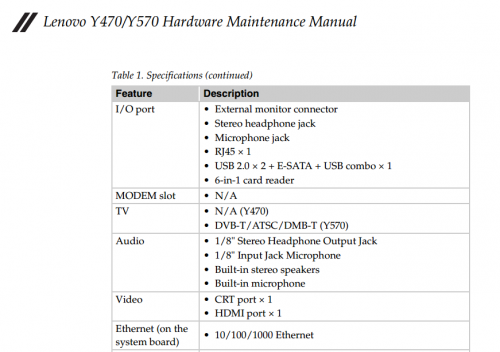 Lenovo Y570 HW maintenance manual - Audio