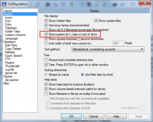Total Commander - Show parent dir also in root of drive