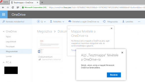 OneDrive - Mappa felvétele a OneDrive-ra 3.