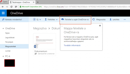 OneDrive - Mappa felvétele a OneDrive-ra 1.