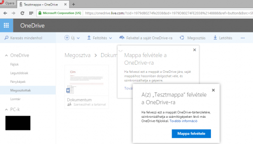 OneDrive - Mappa felvétele a OneDrive-ra 2.