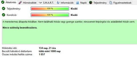 Működési idő: 13x nap, indítások száma: 10xx