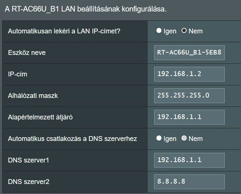 LAN beállítás