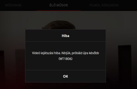 Videó lejátszási hiba. Kérjük, próbáld újra később (WT1806)